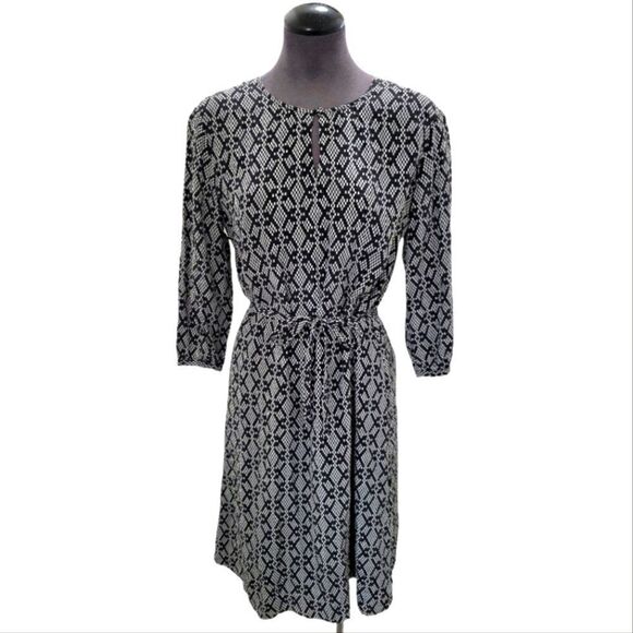 EC PENDLETON 100% SILK DRESS BLACK AND WHITE DESIGN SZ.12P - Picture 1 of 7